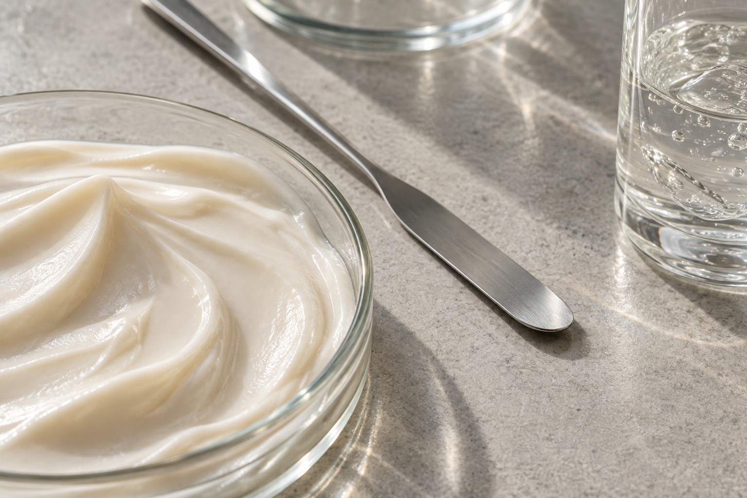 Editorial detail of cosmetic textures and formulation